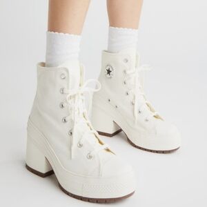 Converse Women's White Lace-Up Platform Boots